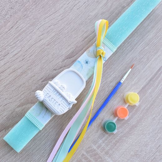 mint green greek easter lambada candle for kids with basket decoration, easter lambathes children's style