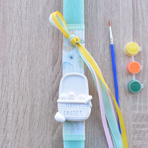 πασχαλινές λαμπάδες για παιδιά σε βεραμάν χρώμα με καλαθάκι, λαμπάδα για παιδιά