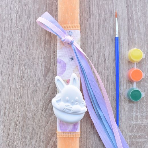 λαμπάδες πασχαλινές για κορίτσια σε κίτρινο χρώμα με λαγουδάκι, πρωτότυπες λαμπάδες για κορίτσια