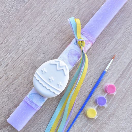 λαμπάδες χειροποίητες για κορίτσια σε λιλά χρώμα με αυγουλάκι, λαμπάδα κορίτσι