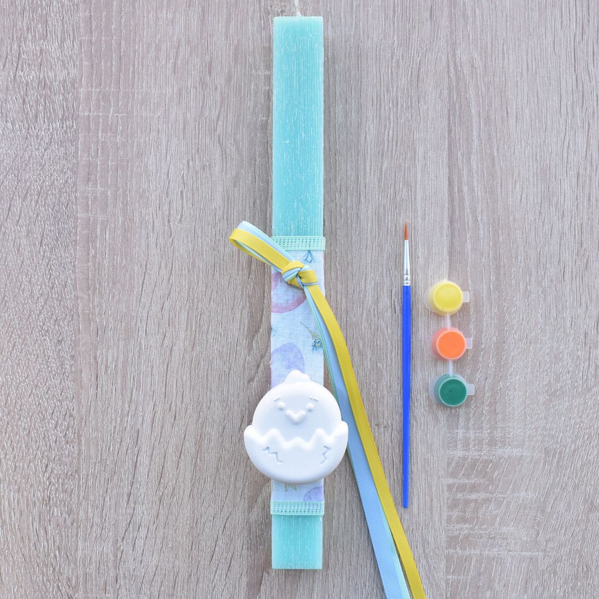 βεραμάν λαμπάδα για παιδιά με διακοσμητικό κοτοπουλάκι σε πασχαλινό ύφος, παιδικές λαμπάδες