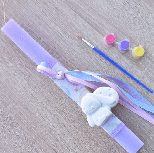 λαμπάδες πασχαλινές για κορίτσια σε λιλά χρώμα με λαγουδάκι, λαμπάδα πασχαλινή κορίτσι