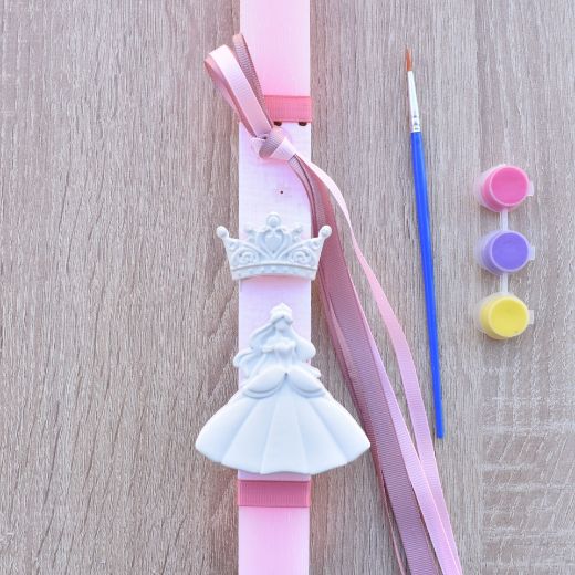 pink greek easter lambada candle for girl with princess decoration, easter lambades girls style