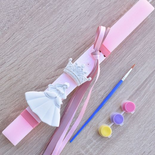 greek easter lambathes for girls in pink color with princess theme, orthodox easter candle for girl design