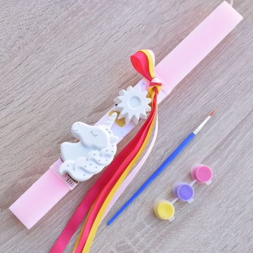 greek easter lambathes for girls in pink color with unicorn theme, orthodox easter candle for girl design