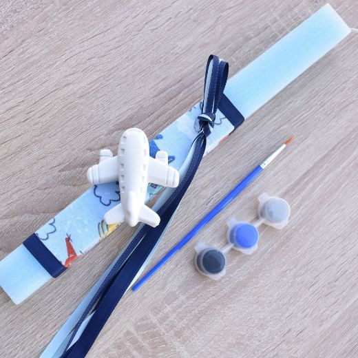 greek easter lambades for boys with airplane theme, orthodox easter candle for boy design