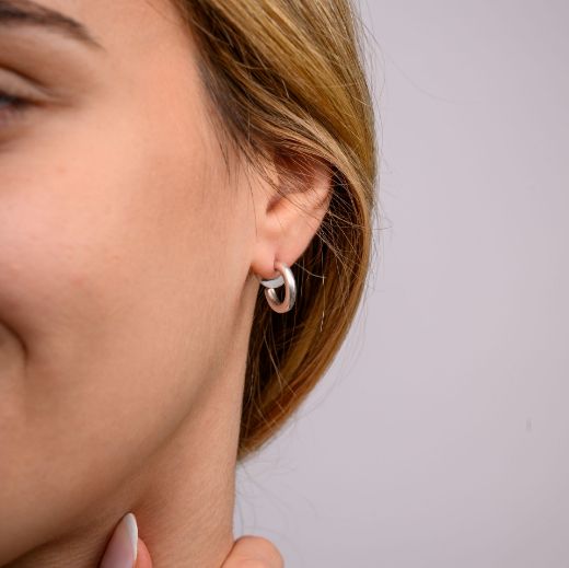 Nova silver stud hoop earrings