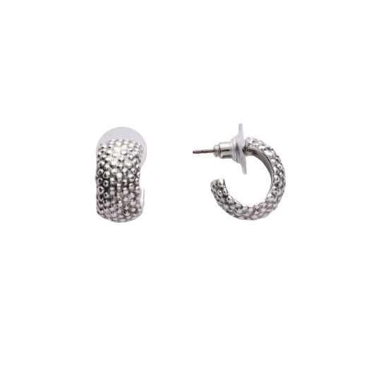 silver hoop earrings close up