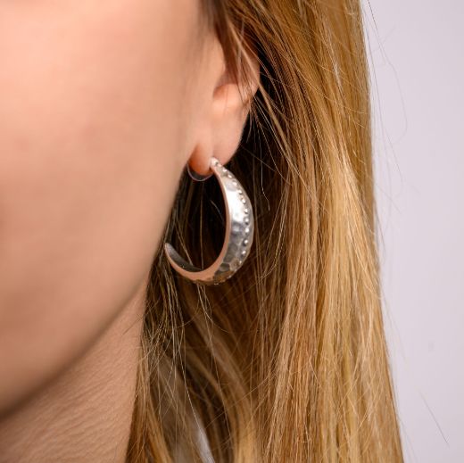 Picture of Luna – silver plated hammered hoop earrings