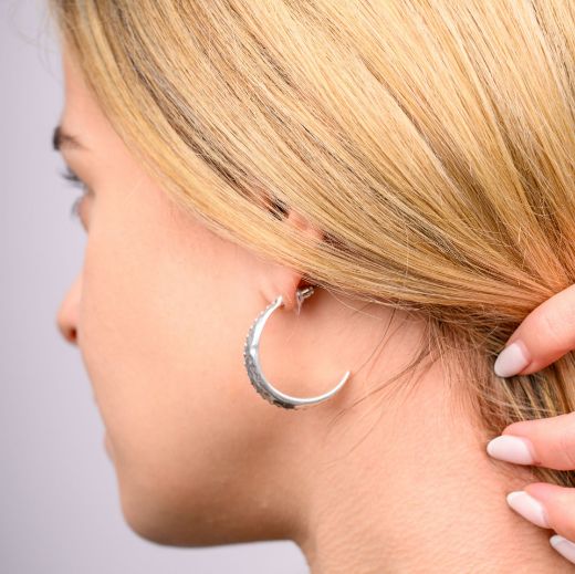 Picture of Luna – silver plated hammered hoop earrings