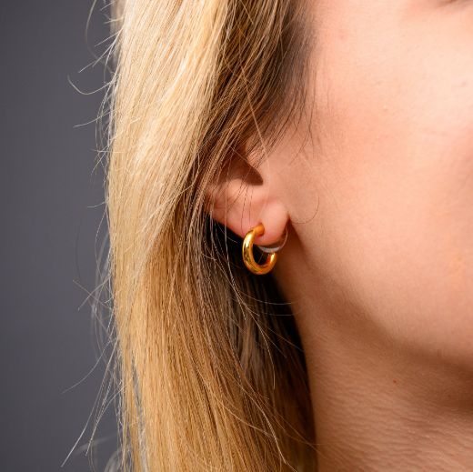 Nova small gold hoop stud earrings