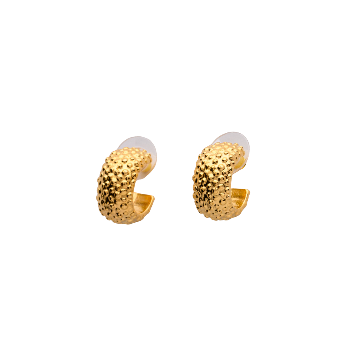 Vera gold plated textured hoop earrings
