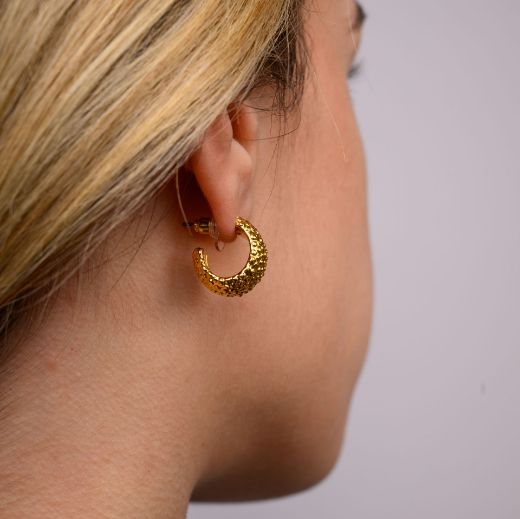 gold textured hoop earrings for women