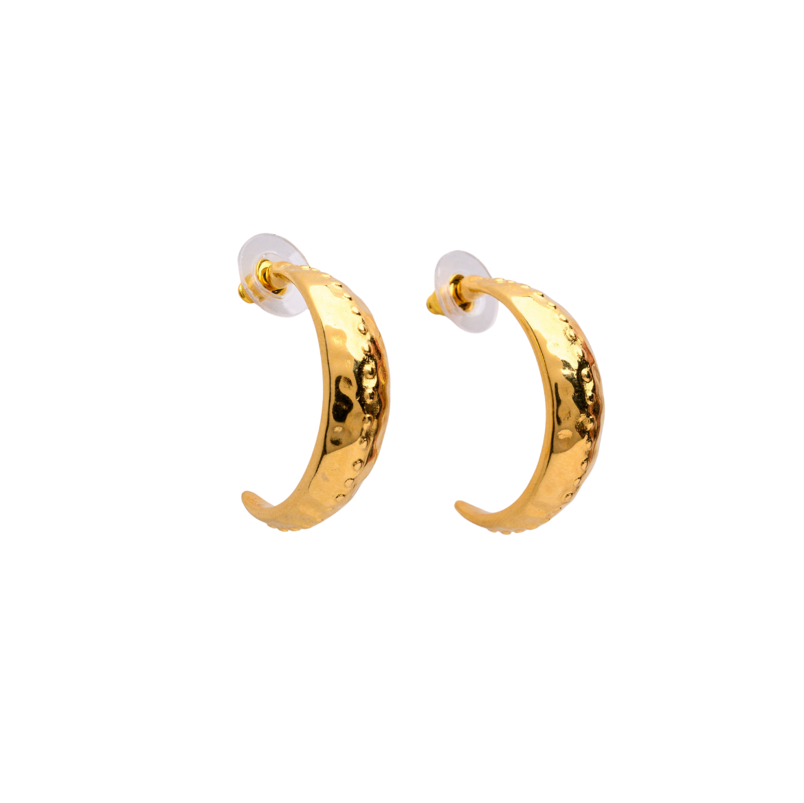 Luna gold plated hammered hoop earrings