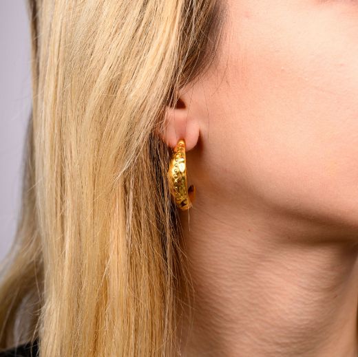 Luna gold hammered hoop earrings