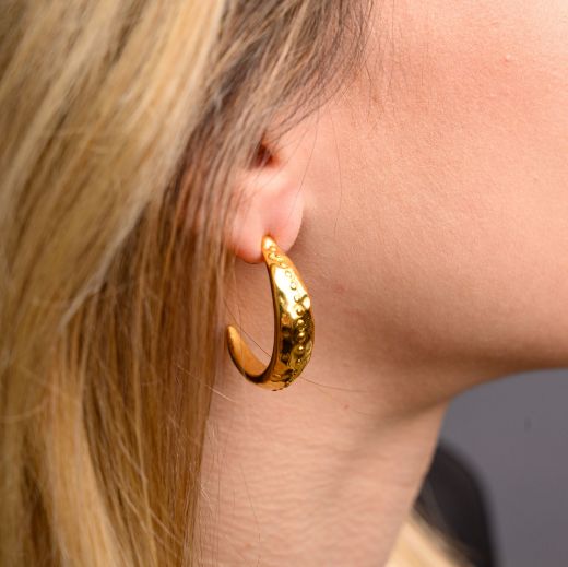 gold hammered hoop earrings for women