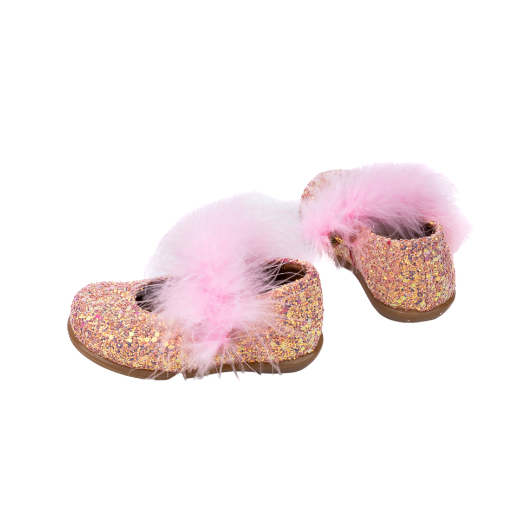 Picture of Κids ballerina shoes pink with feathers No 20