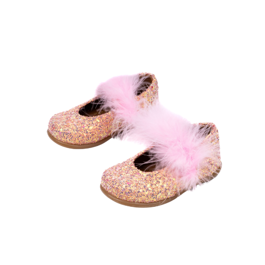 Picture of Κids ballerina shoes pink with feathers No 20