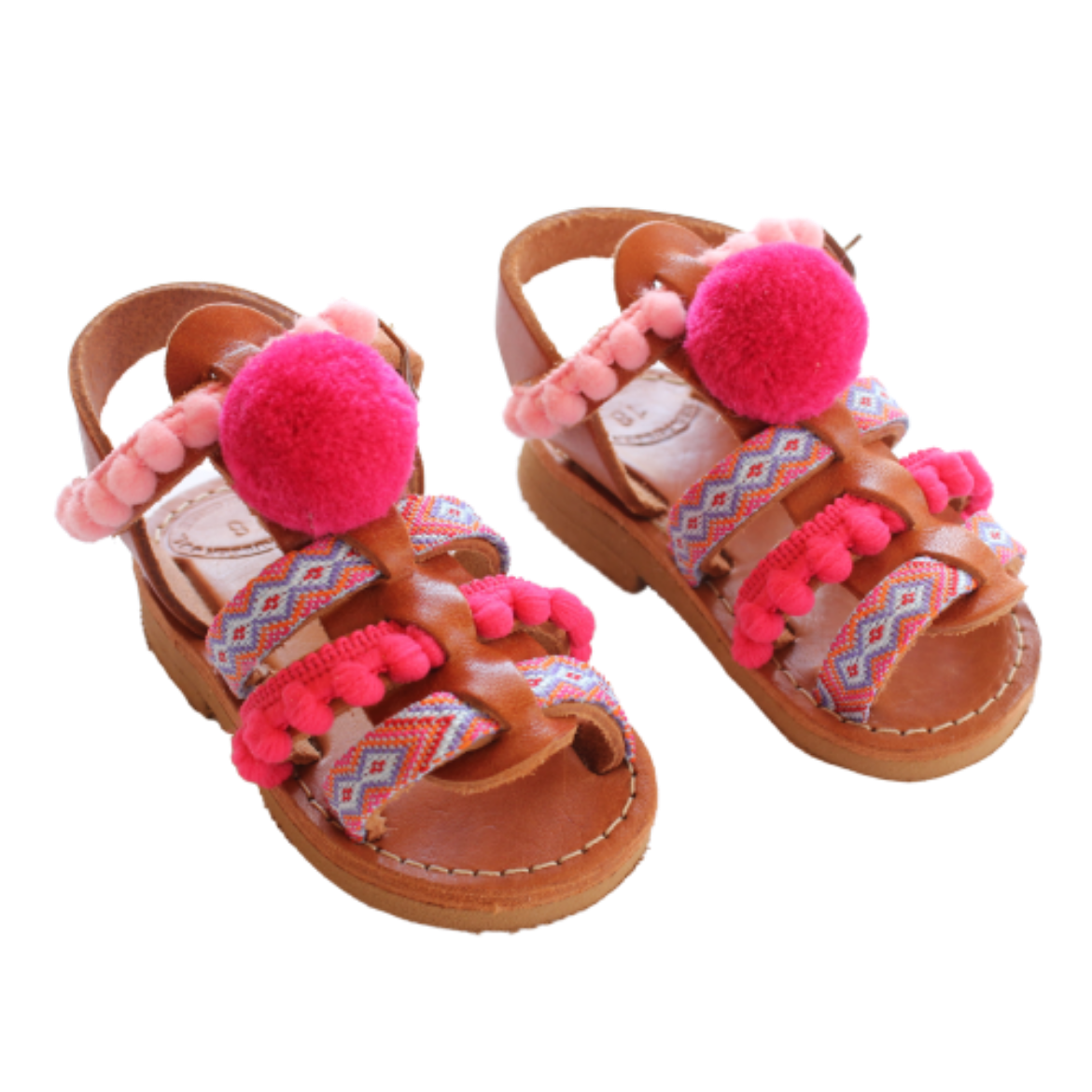 Picture of Kids leather sandals gladiator fuchsia No 34