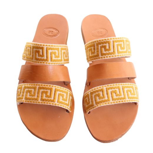 Picture of Handmade woman leather sandals beige No 38