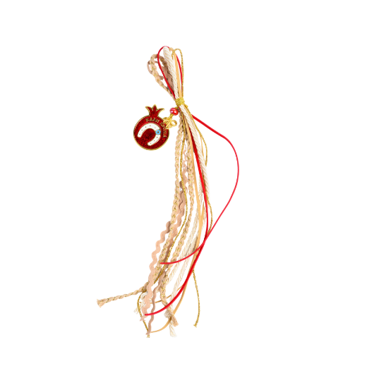 Picture of Red metal pomegranate hanging gouri 2027 with horseshoe