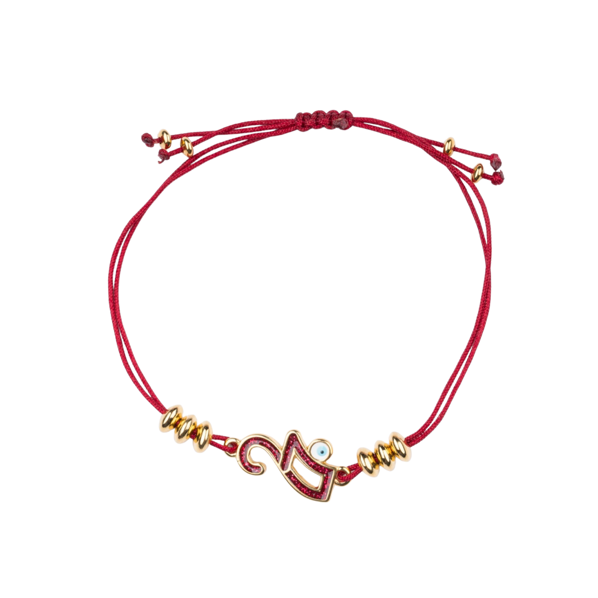 Picture of Handmade gouri bracelet 2027 with large gold-plated 27 and red glitter