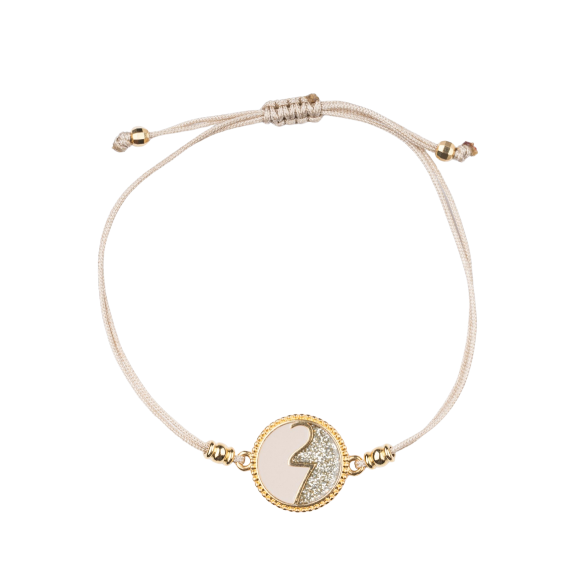Picture of Handmade gouri bracelet 2027 with gold-plated beige round 27 charm
