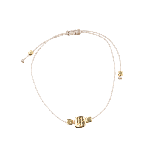 Picture of Handmade gouri bracelet 2027 with gold-plated square 27 charm