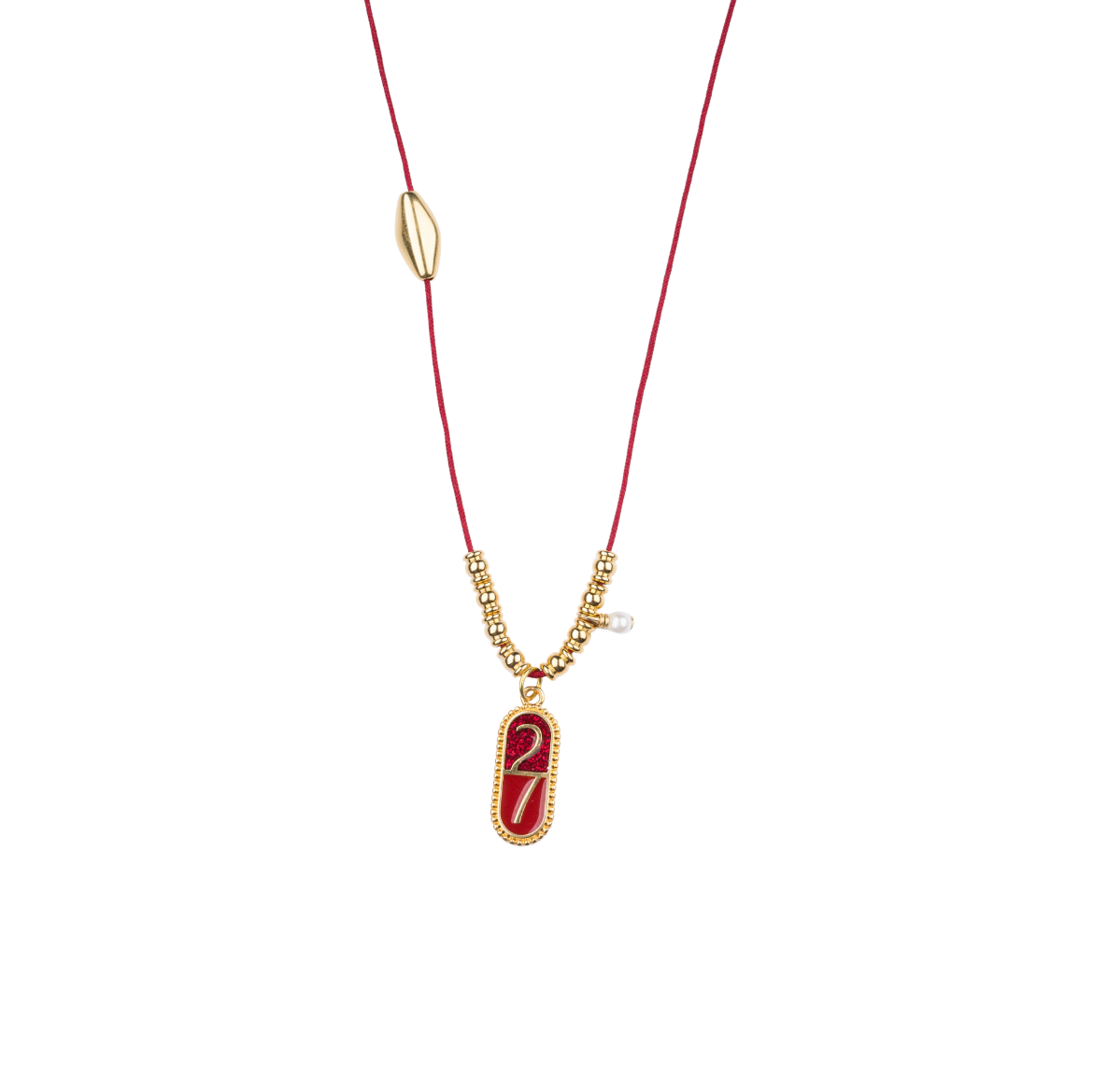 Picture of Handmade gouri necklace 2027 with gold-plated red 27 pendant