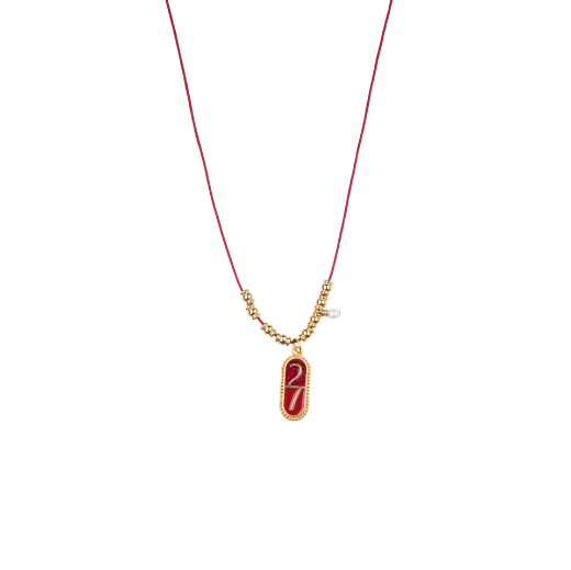 Picture of Handmade gouri necklace 2027 with gold-plated red 27 pendant