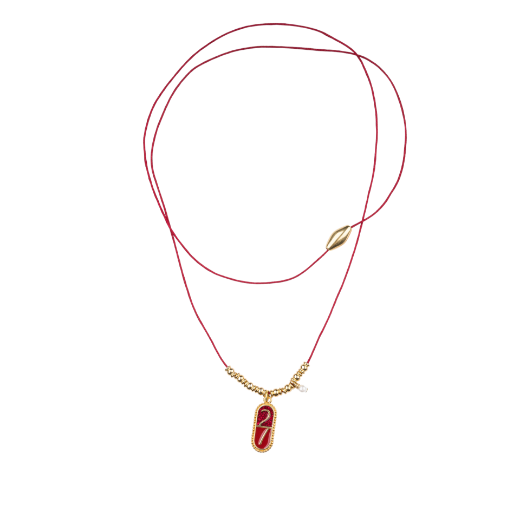Picture of Handmade gouri necklace 2027 with gold-plated red 27 pendant